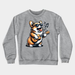 Dog Playing Guitar Singing Welsh Corgi Funny Corgi Grandma Crewneck Sweatshirt